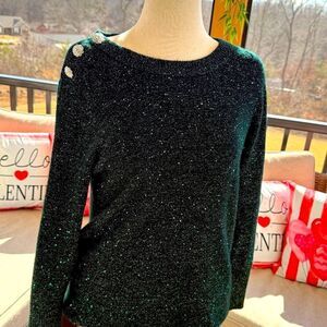 LILLY PULITZER HUNTER GREEN SHIMMER SWEATER NWOT